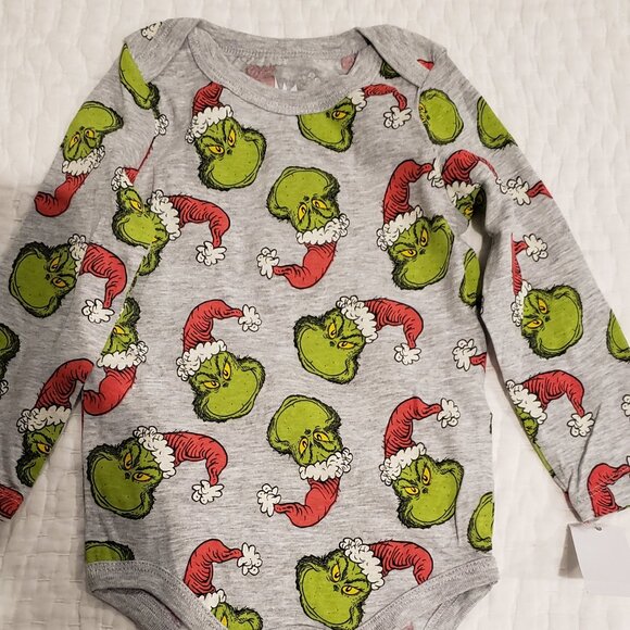 NWT: Dr. Suess:  2 The Grinch Christmas Baby Long Sleeve Body Suits Size - Picture 7 of 8